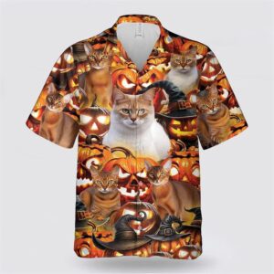 Abyssinian Cat Halloween Pattern Hawaiian Shirt