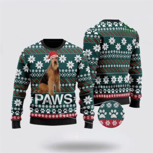 Airedale Terrier Santa Printed Christmas Ugly Sweater
