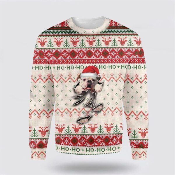 American Bulldog Scratch Ugly Christmas Sweater