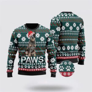 Australian Cattle Dog Santa Printed Christmas Ugly Sweater