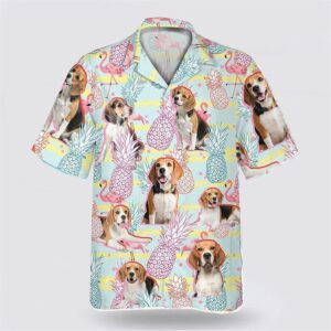 Beagle Dog Pink Pineapple Pattern Hawaiian Shirt