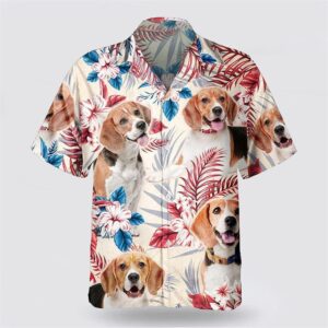 Beagle On The Red Flower Tropic Background Hawaiian Shirt