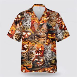 Bengal Cat Halloween Pattern Hawaiian…