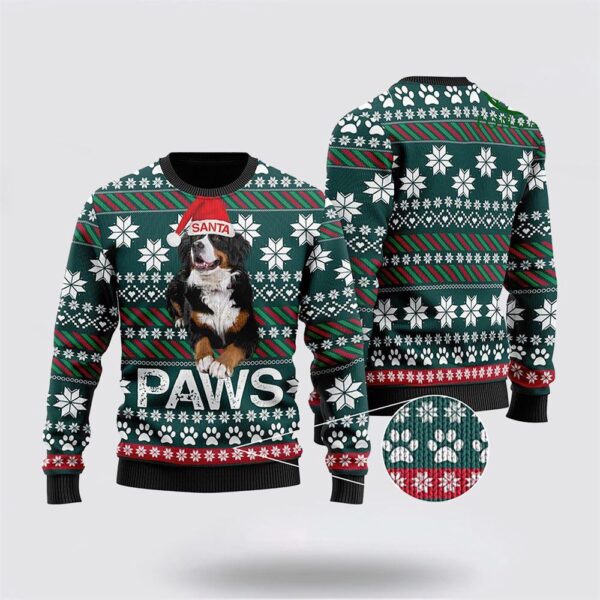 Bernese Mountain Dog Santa Printed Christmas Ugly Sweater