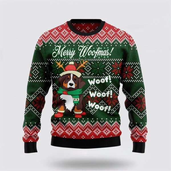 Bernese Mountain Dog Woofmas Ugly Christmas Sweater