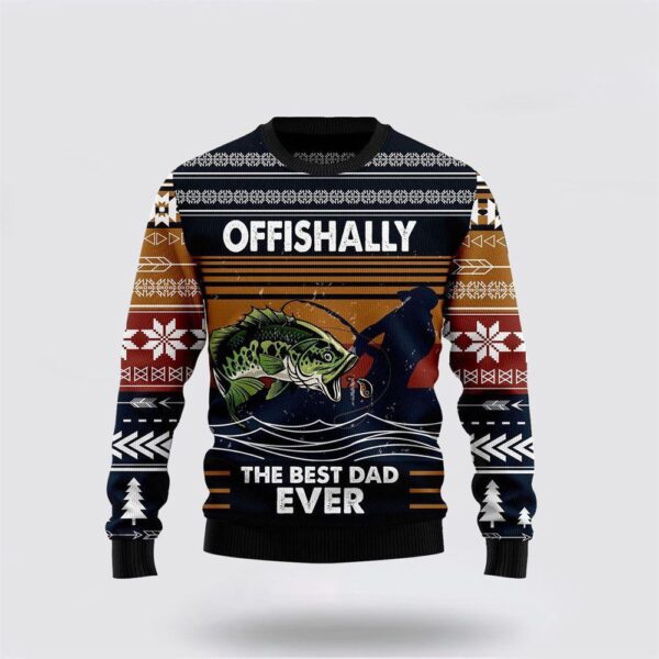 Best Dad ever Fishing Retro Vintage Ugly Christmas Sweater