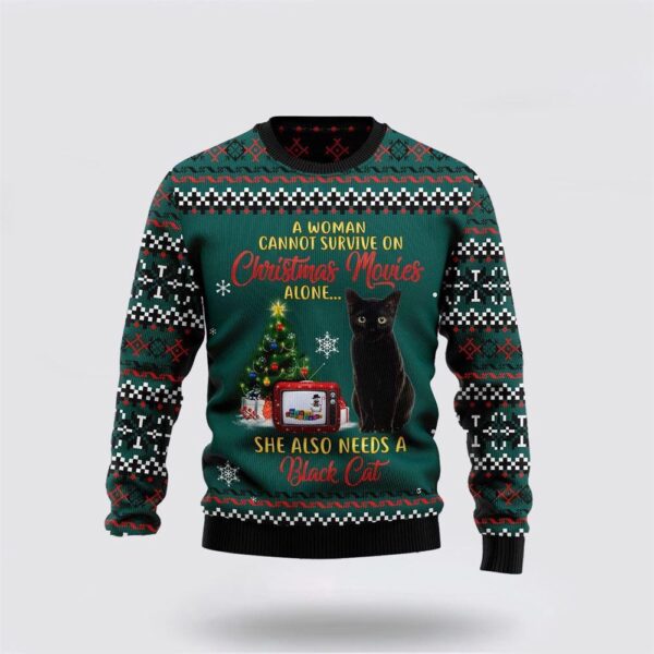 Black Cat Christmas Movie Ugly Christmas Sweater
