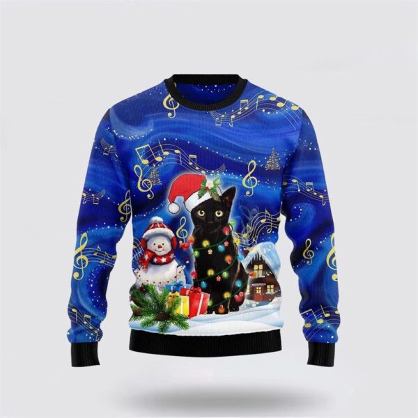 Black Cat Christmas Night Funny Family Ugly Christmas Sweater
