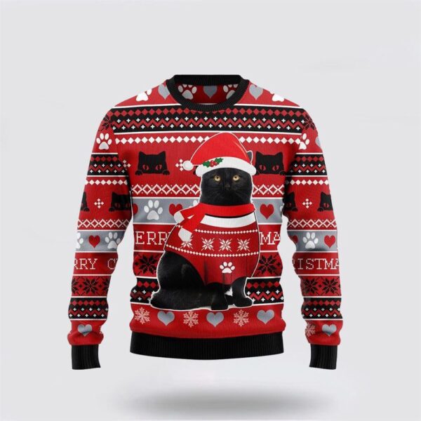 Black Cat Christmas Pattern Ugly Christmas Sweater