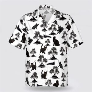Black Cat Is So Cute Pattern Hawaiin Shirt