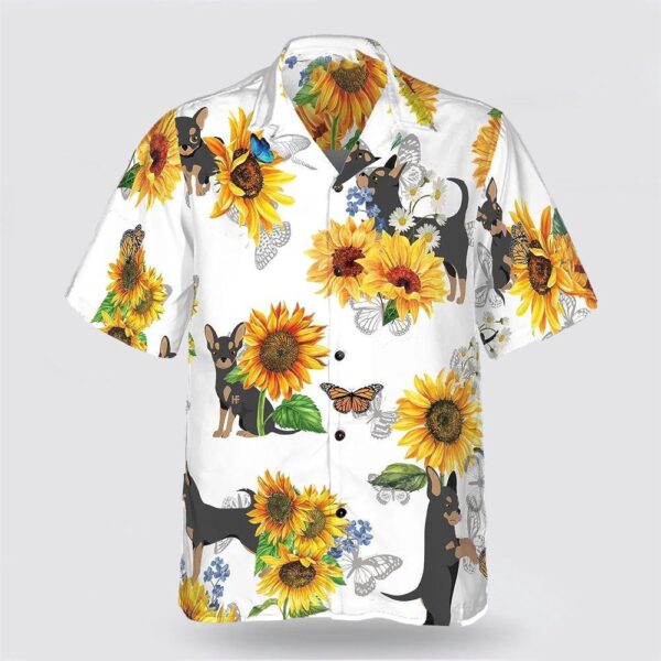 Black Chihuahua Dog Sunflower Pattern Hawaiian Shirt