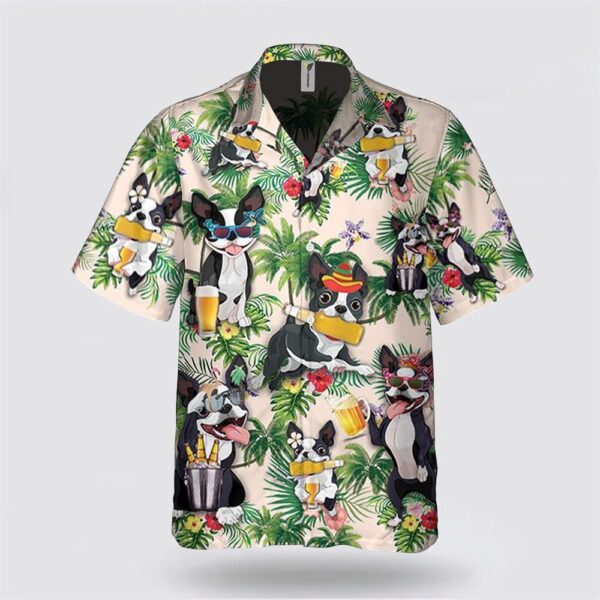 Boston Dog Flower With Beer Tropic Pattern Hawaiian Shirt