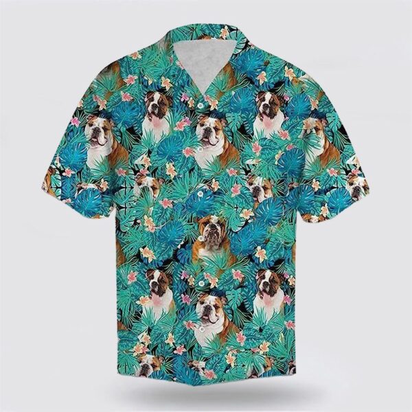 Bulldog With Funny Face In the Tropic Background Hawaiin Shirt