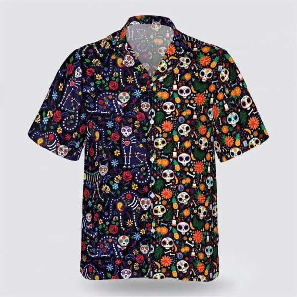 Cat Halloween Flower Pattern Cat Hawaiin Shirt