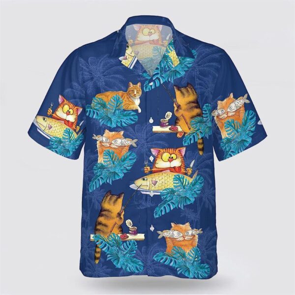 Cat Love Fish Tropic Pattern Hawaiin Shirt