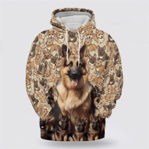 German Shepherd Dog Pattern All Over Print Hoodie Shirt