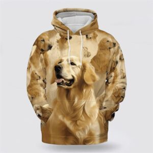 Golden Retriever Dog Pattern All Over Print Hoodie Shirt
