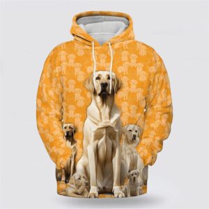 Labrador Retriever Dog On The Orange Background All Over Print Hoodie Shirt
