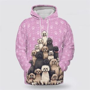 Poodle Dog On The Pink Background All Over Print Hoodie Shirt